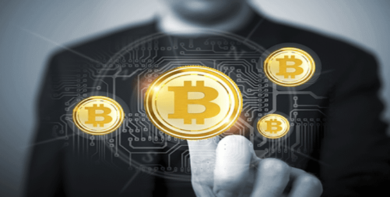 Man trading with Bitcoin