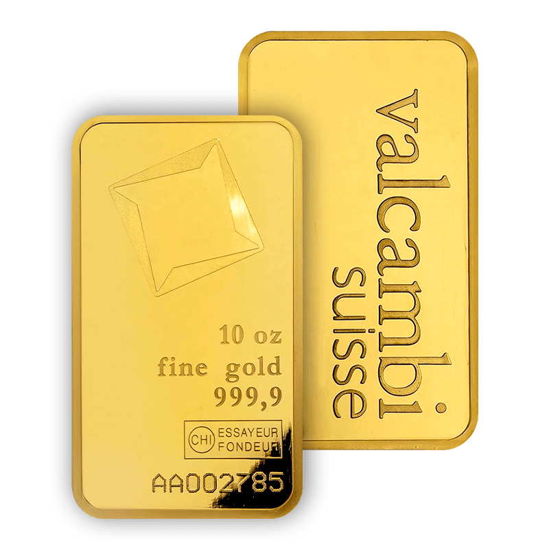 Valcambi Suisse Bar 10oz (Front and Back)